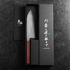 Santoku AUS-10 Nawame Damast Lila Urushi Griff 165mm-[Musashi]-[Japan-Küchenmesser]