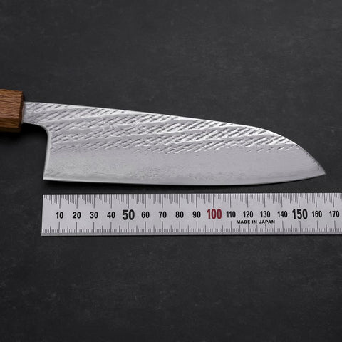 Santoku AUS-10 Nawame Damast Yaki Urushi Griff 165mm-[Musashi]-[Japan-Küchenmesser]