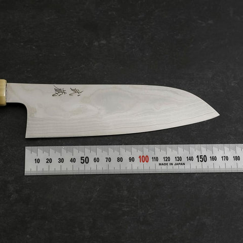 Santoku AUS-10 Nickel Damascus Buffalo Turquoise Handle 170mm (6.7”)-[Musashi]-[Japan-Küchenmesser]