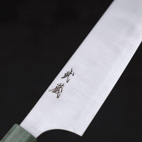 Santoku AUS-10, Poliert Ahorn Griff in Grün, 180mm-[Musashi]-[Japan-Küchenmesser]