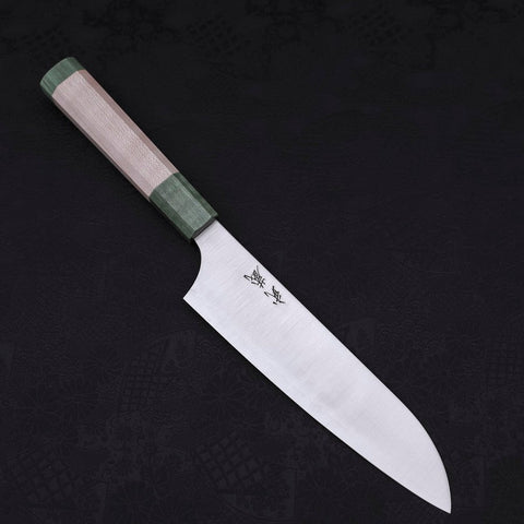 Santoku AUS-10, Poliert Ahorn Griff in Grün, 180mm-[Musashi]-[Japan-Küchenmesser]