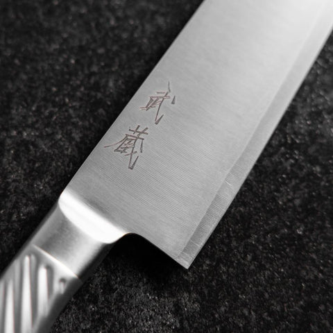 Santoku AUS-10 Poliert Edelstahl Griff 165mm-[Musashi]-[Japan-Küchenmesser]