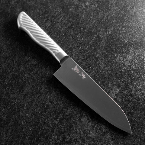 Santoku AUS-10 Poliert Edelstahl Griff 165mm-[Musashi]-[Japan-Küchenmesser]