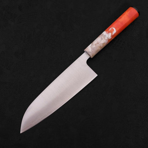 Santoku AUS-10 Poliert Orange-Weißer Ozeanplastik Griff 165mm-[Musashi]-[Japan-Küchenmesser]
