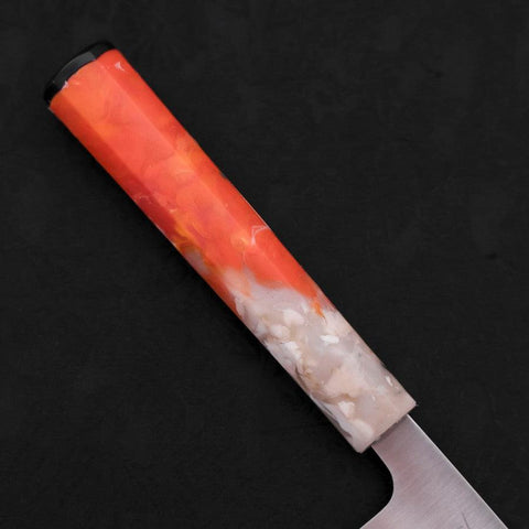 Santoku AUS-10 Poliert Orange-Weißer Ozeanplastik Griff 165mm-[Musashi]-[Japan-Küchenmesser]