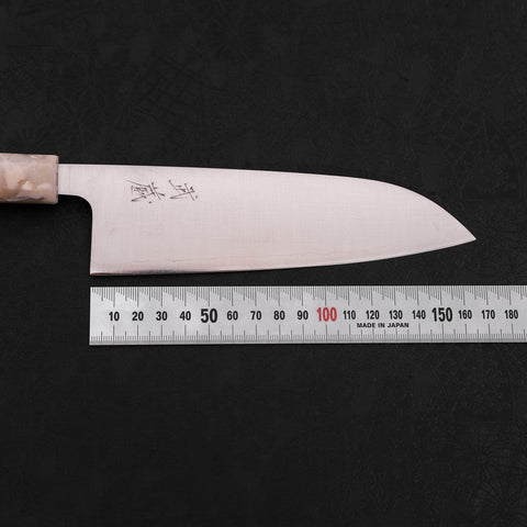 Santoku AUS-10 Poliert Orange-Weißer Ozeanplastik Griff 165mm-[Musashi]-[Japan-Küchenmesser]