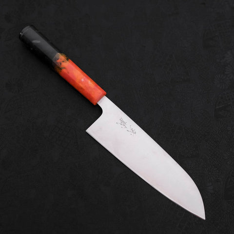 Santoku AUS-10, Poliert Ozeanplastik Griff in Orange-Schwarz, 165mm-[Musashi]-[Japan-Küchenmesser]