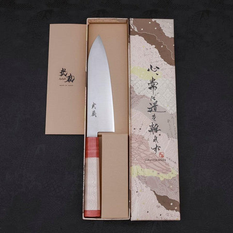 Santoku AUS-10 Poliert Roter Ahornholz Griff 180mm-[Musashi]-[Japan-Küchenmesser]