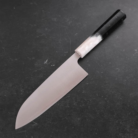 Santoku AUS-10 Poliert Schwarz-Weißer Ozeanplastik Griff 165mm-[Musashi]-[Japan-Küchenmesser]
