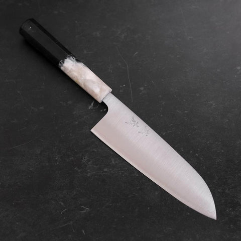 Santoku AUS-10 Poliert Schwarz-Weißer Ozeanplastik Griff 165mm-[Musashi]-[Japan-Küchenmesser]