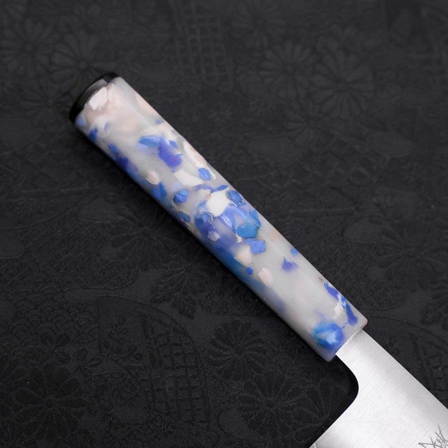 Santoku AUS-10 Poliert Weißer-Mix Ozeanplastik Griff 165mm-[Musashi]-[Japan-Küchenmesser]
