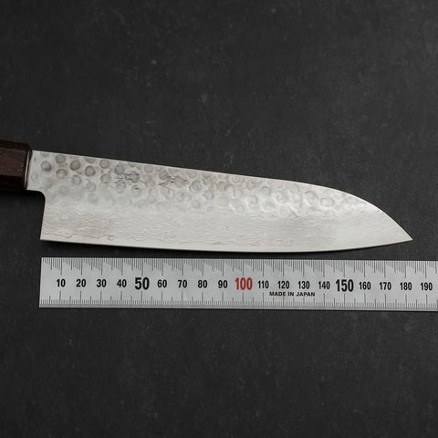 Santoku AUS-10 Tsuchime Damascus Shitan Walnut Handle 180mm (7”)-[Musashi]-[Japan-Küchenmesser]