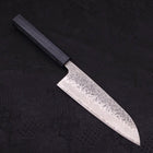 Santoku AUS-10 Tsuchime Damascus Dark-Blue Urushi Handle 165mm (6.5”)-[Musashi]-[Japanese-Kitchen-Knives]
