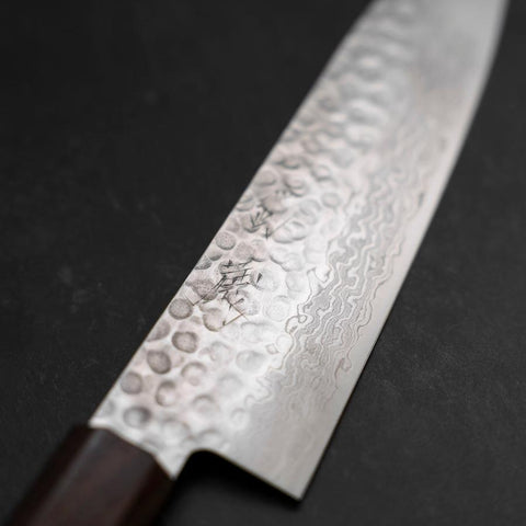 Santoku AUS-10 Tsuchime Damast Rosenholz und Walnussholz Griff 180mm-[Musashi]-[Japan-Küchenmesser]