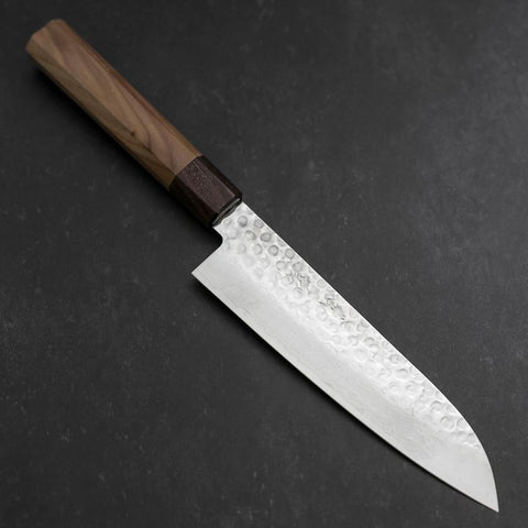 Santoku AUS-10 Tsuchime Damast Rosenholz und Walnussholz Griff 180mm-[Musashi]-[Japan-Küchenmesser]