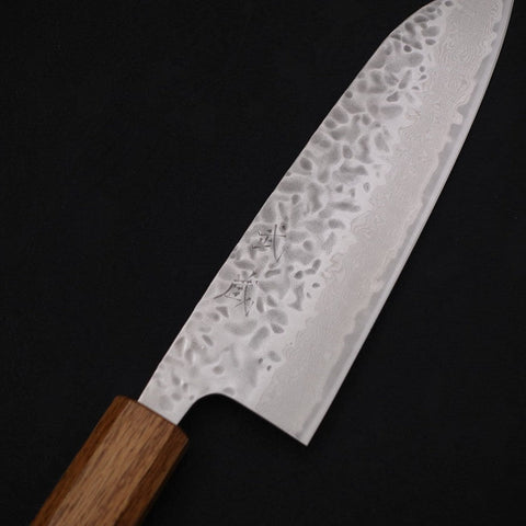 Santoku AUS-10, Tsuchime Damast Yaki Urushi Griff, 165mm-[Musashi]-[Japan-Küchenmesser]