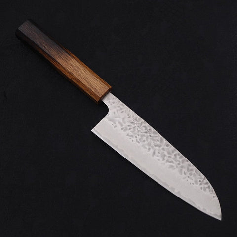 Santoku AUS-10, Tsuchime Damast Yaki Urushi Griff, 165mm-[Musashi]-[Japan-Küchenmesser]