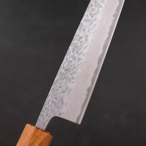 Santoku AUS-10 Tsuchime Damast Zelkove und Magnolienholz Griff 165mm-[Musashi]-[Japan-Küchenmesser]