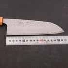 Santoku AUS-10 Tsuchime Damast Zelkove und Magnolienholz Griff 165mm-[Musashi]-[Japan-Küchenmesser]