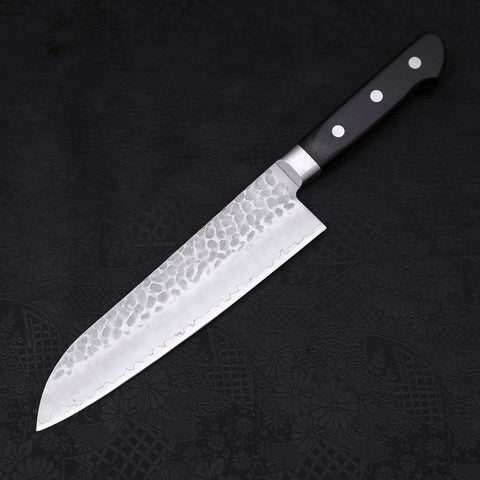 Santoku AUS-10 Tsuchime Schwarzer Westlicher Griff 180mm-[Musashi]-[Japan-Küchenmesser]