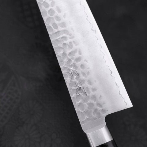 Santoku AUS-10 Tsuchime Schwarzer Westlicher Griff 180mm-[Musashi]-[Japan-Küchenmesser]