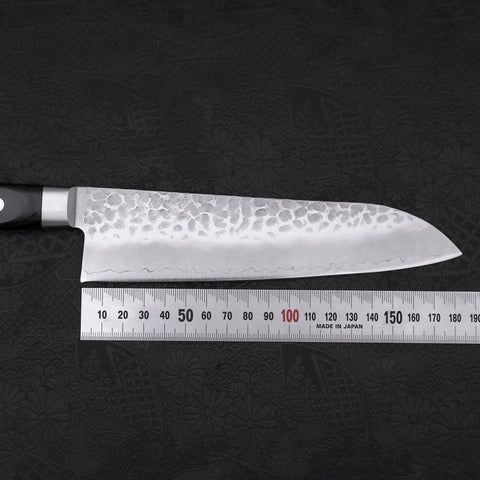 Santoku AUS-10 Tsuchime Schwarzer Westlicher Griff 180mm-[Musashi]-[Japan-Küchenmesser]
