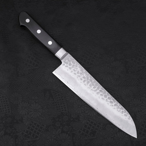 Santoku AUS-10 Tsuchime Schwarzer Westlicher Griff 180mm-[Musashi]-[Japan-Küchenmesser]
