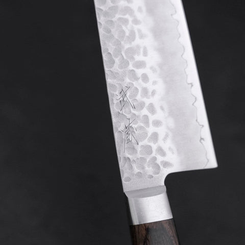 Santoku AUS-10, Tsuchime Westlicher Griff in Braun, 180mm-[Musashi]-[Japan-Küchenmesser]