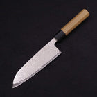 Santoku AUS-10 Wellen-Nickel Damast Büffelhorn und Magnolienholz Griff 165mm-[Musashi]-[Japan-Küchenmesser]