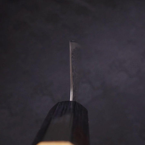 Santoku AUS-10 Wellen-Nickel Damast Büffelhorn und Magnolienholz Griff 165mm-[Musashi]-[Japan-Küchenmesser]