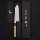 Santoku AUS-10 Wellen-Nickel Damast Büffelhorn und Magnolienholz Griff 165mm-[Musashi]-[Japan-Küchenmesser]