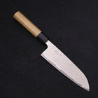 Santoku AUS-10 Wellen-Nickel Damast Büffelhorn und Magnolienholz Griff 165mm-[Musashi]-[Japan-Küchenmesser]