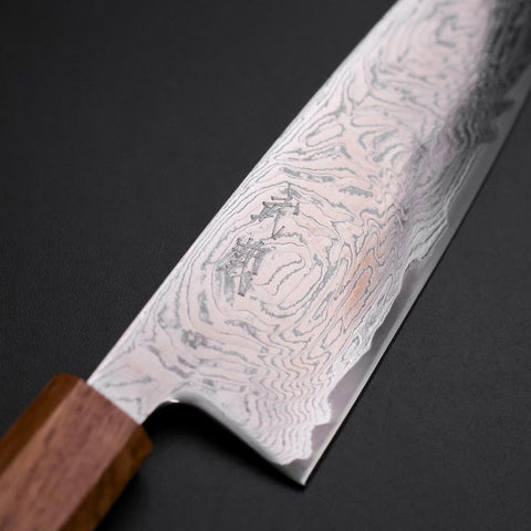 Santoku AUS-10 Wellen Nickel Damast Eichenholz Griff 165mm-[Musashi]-[Japan-Küchenmesser]