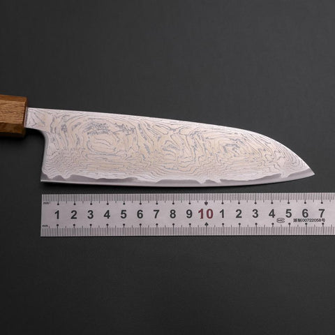 Santoku AUS-10 Wellen Nickel Damast Eichenholz Griff 165mm-[Musashi]-[Japan-Küchenmesser]