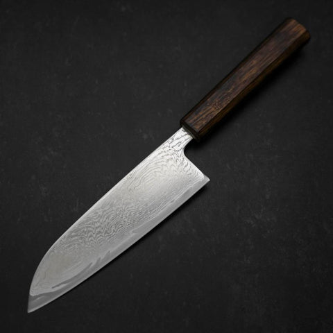 Santoku AUS-10 Wellen-Nickel Damast Sumi Urushi Griff 165mm-[Musashi]-[Japan-Küchenmesser]