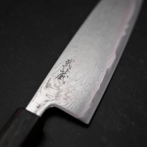 Santoku AUS-10 Wellen-Nickel Damast Sumi Urushi Griff 165mm-[Musashi]-[Japan-Küchenmesser]