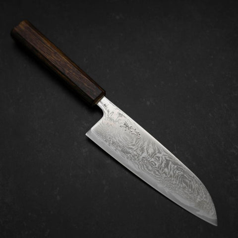 Santoku AUS-10 Wellen-Nickel Damast Sumi Urushi Griff 165mm-[Musashi]-[Japan-Küchenmesser]