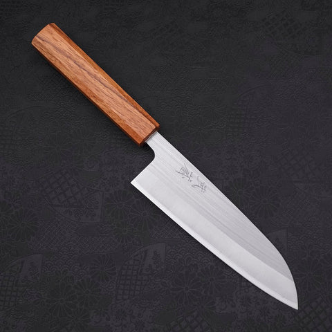 Santoku AUS-8 Poliert Eichenholz Griff 165mm-[Musashi]-[Japan-Küchenmesser]