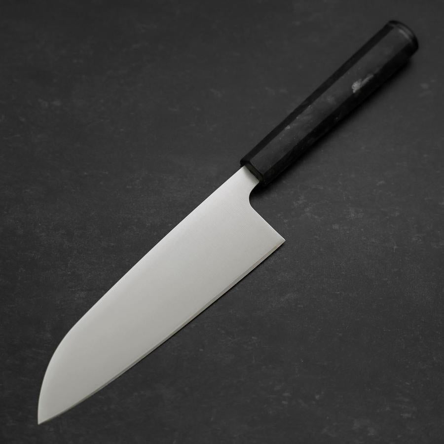 Santoku AUS-8 Poliert Schwarzer Ozeanplastik Griff 165mm-[Musashi]-[Japan-Küchenmesser]