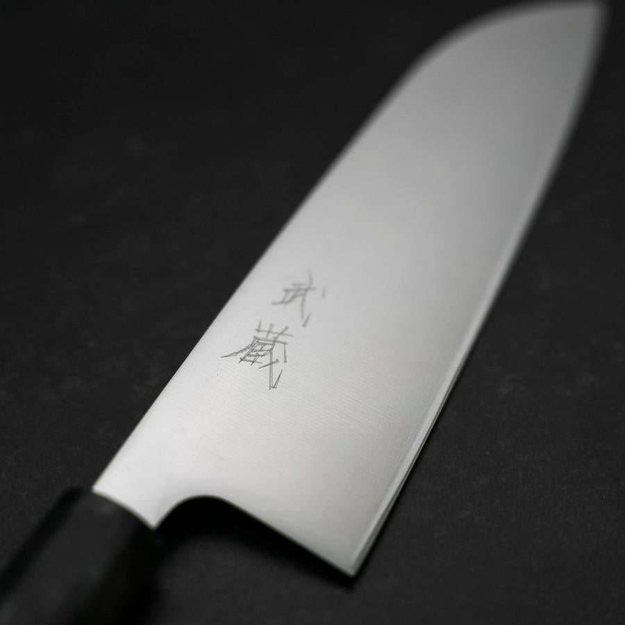 Santoku AUS-8 Poliert Schwarzer Ozeanplastik Griff 165mm-[Musashi]-[Japan-Küchenmesser]