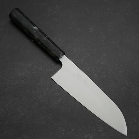 Santoku AUS-8 Poliert Schwarzer Ozeanplastik Griff 165mm-[Musashi]-[Japan-Küchenmesser]