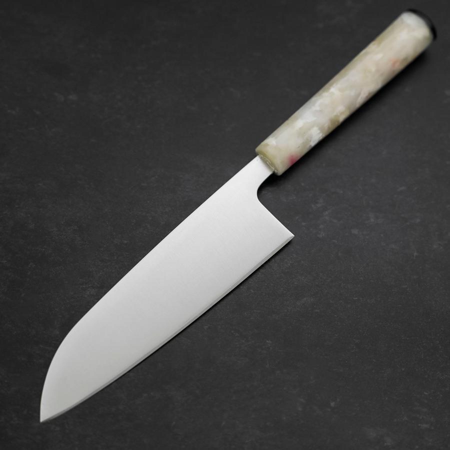 Santoku AUS-8 Poliert Weißer Ozeanplastik Griff 165mm-[Musashi]-[Japan-Küchenmesser]
