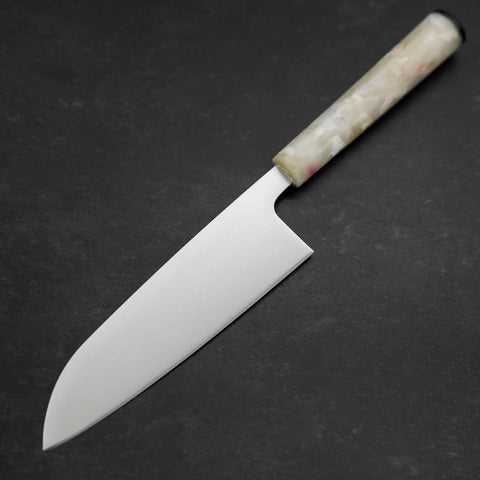 Santoku AUS-8 Poliert Weißer Ozeanplastik Griff 165mm-[Musashi]-[Japan-Küchenmesser]