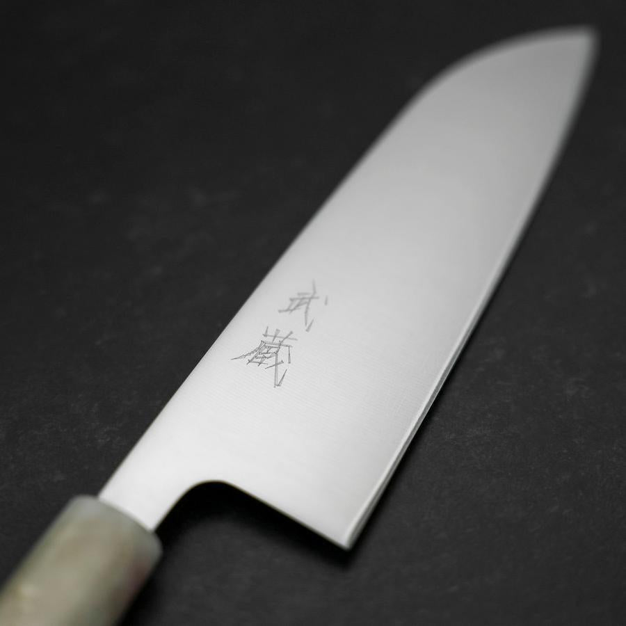 Santoku AUS-8 Poliert Weißer Ozeanplastik Griff 165mm-[Musashi]-[Japan-Küchenmesser]