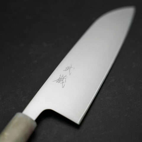 Santoku AUS-8 Poliert Weißer Ozeanplastik Griff 165mm-[Musashi]-[Japan-Küchenmesser]