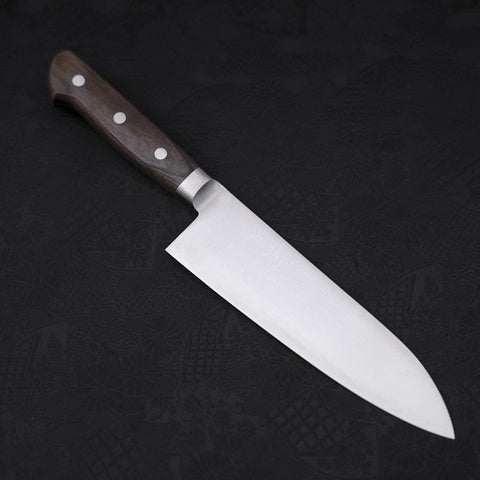 Santoku AUS-8, Poliert Westlicher Griff in Grün, 180mm-[Musashi]-[Japan-Küchenmesser]