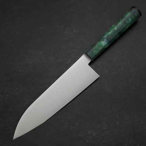 Santoku AUS-8 Polished Ocean Green Handle 180mm-[Musashi]-[Japan-Küchenmesser]