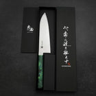 Santoku AUS-8 Polished Ocean Green Handle 180mm-[Musashi]-[Japan-Küchenmesser]