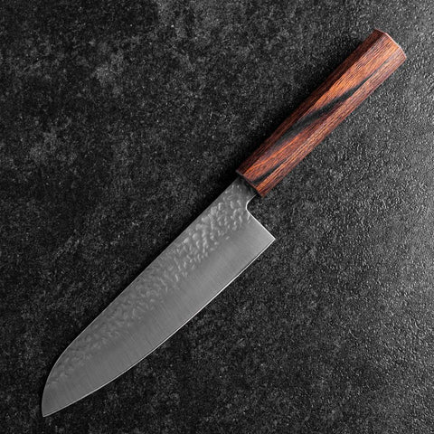 Santoku AUS-8 Tsuchime Mahagoni Griff 180mm-[Musashi]-[Japan-Küchenmesser]