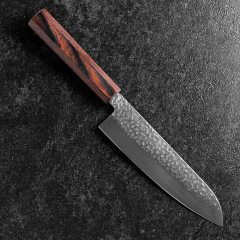Santoku AUS-8 Tsuchime Mahagoni Griff 180mm-[Musashi]-[Japan-Küchenmesser]